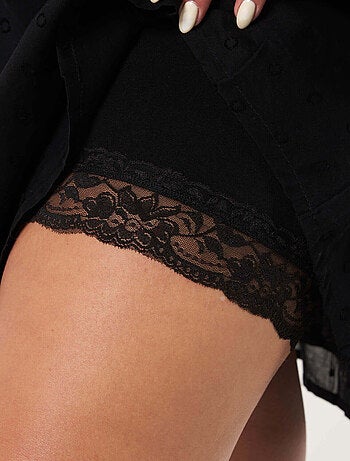 MS MODE Legging Lot de 2 leggings courts avec dentelle