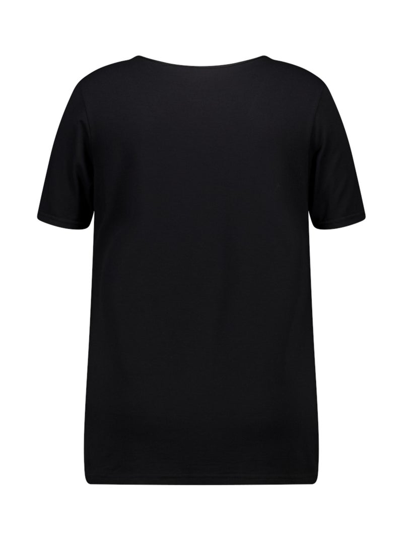 Ms mode lot de 2 t-shirts avec col en v Noir - Kiabi
