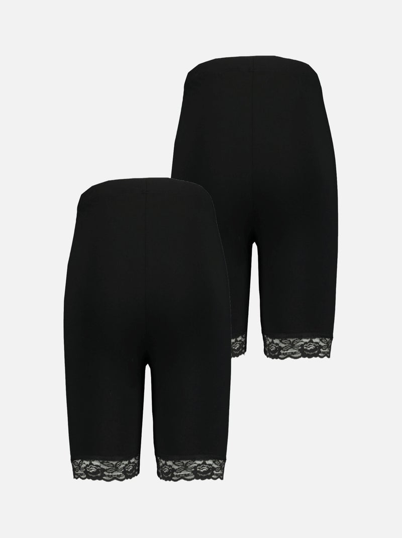 Ms mode lot de 2 leggings courts avec dentelle Noir - Kiabi