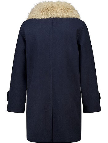 Ms mode manteau avec col en fausse fourrure
