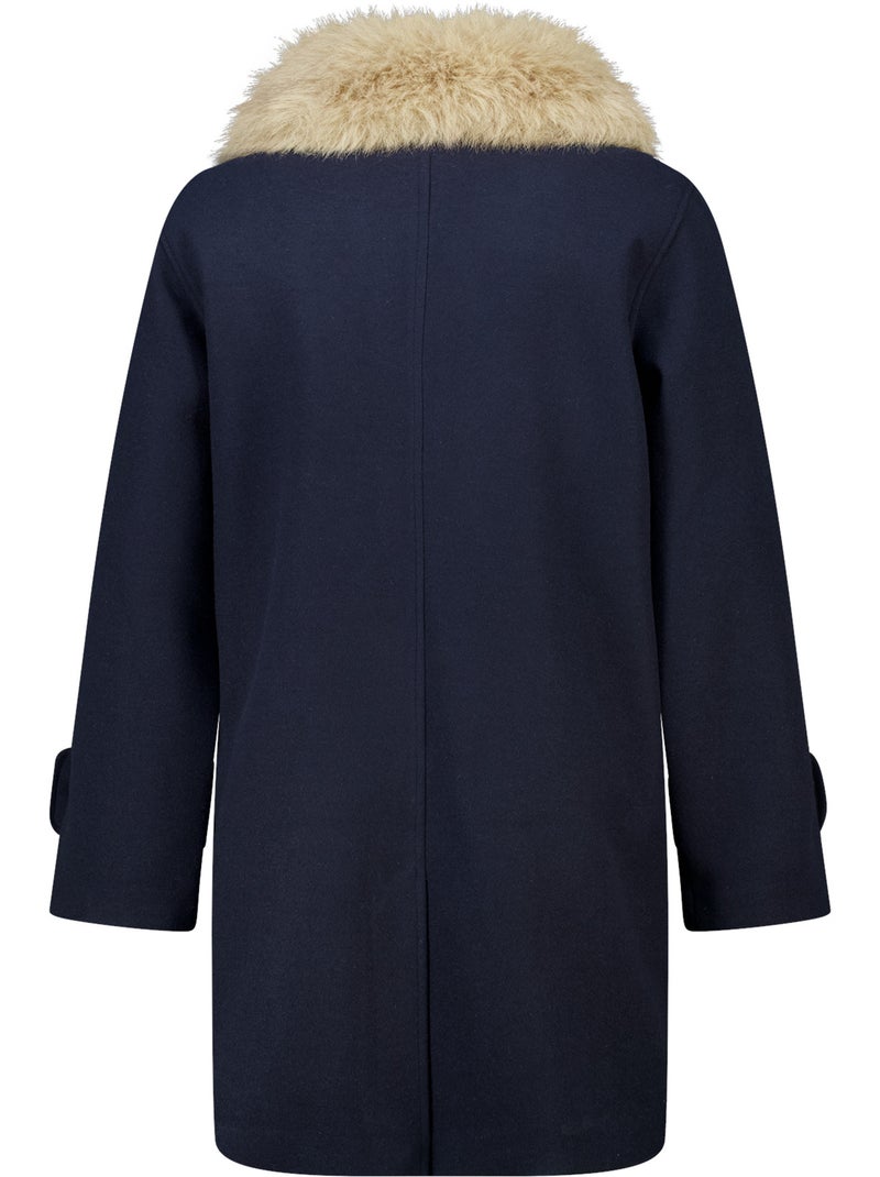 Ms mode manteau avec col en fausse fourrure Bleu Bleu - Kiabi