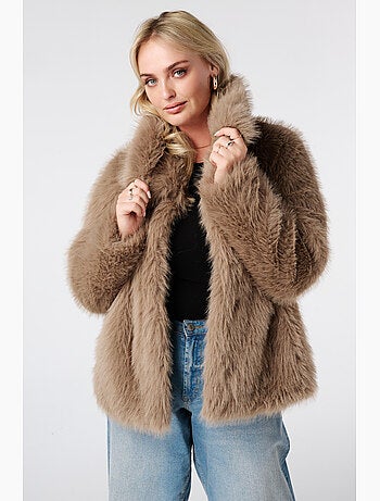 Ms mode manteau en fausse fourrure