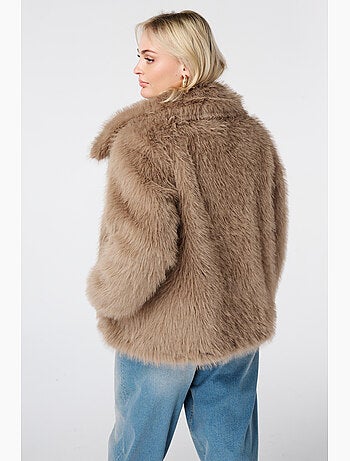 Ms mode manteau en fausse fourrure