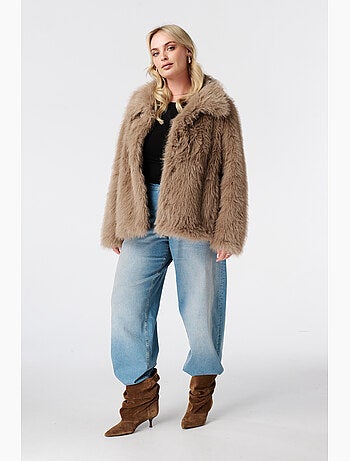 Ms mode manteau en fausse fourrure