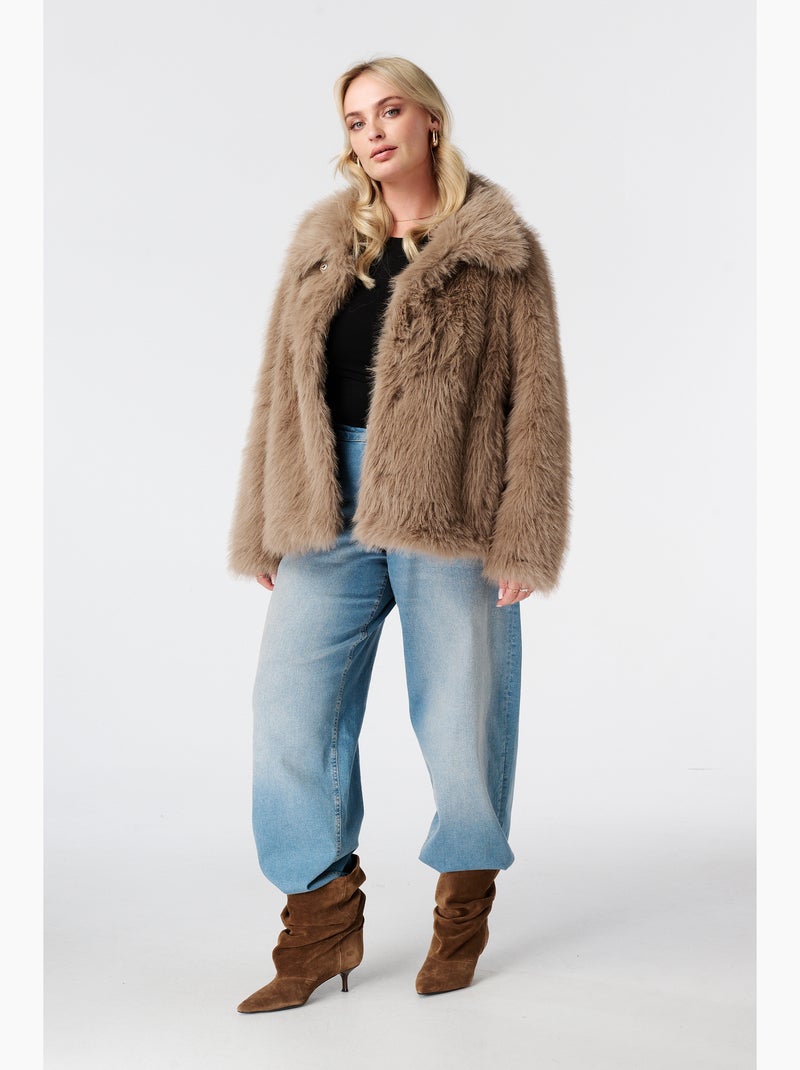 Ms mode manteau en fausse fourrure Beige sable - Kiabi