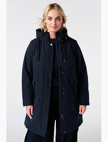 Ms mode manteau long doublé avec capuche