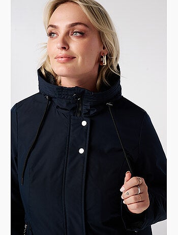 Ms mode manteau long doublé avec capuche