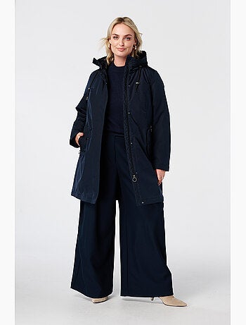 Ms mode manteau long doublé avec capuche