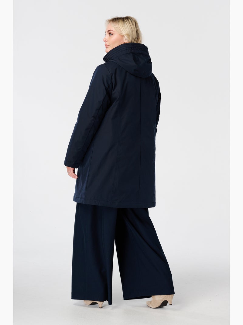 Ms mode manteau long doublé avec capuche Bleu Bleu - Kiabi