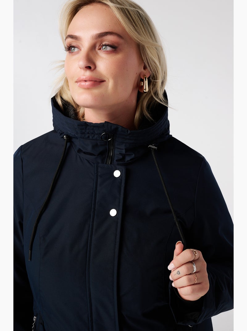 Ms mode manteau long doublé avec capuche Bleu Bleu - Kiabi