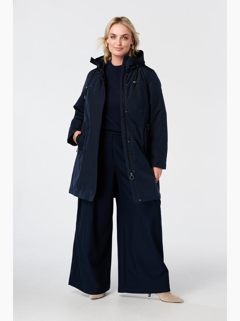 Ms mode manteau long doublé avec capuche Bleu Bleu - Kiabi