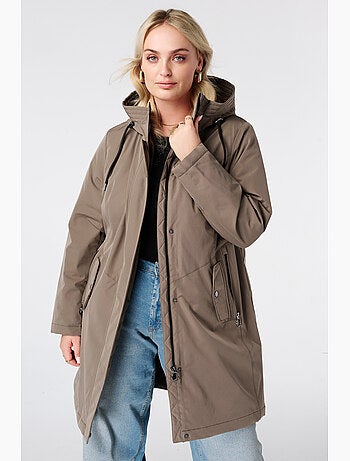 Ms mode manteau long doublé avec capuche