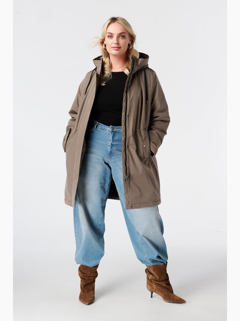Ms mode manteau long doublé avec capuche Taupe - Kiabi