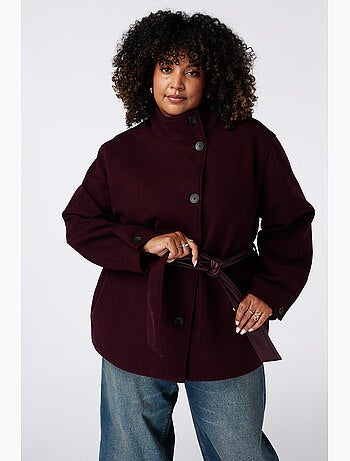 Ms mode manteau mi long avec col montant