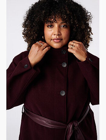 Ms mode manteau mi long avec col montant