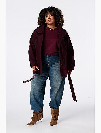 Ms mode manteau mi long avec col montant