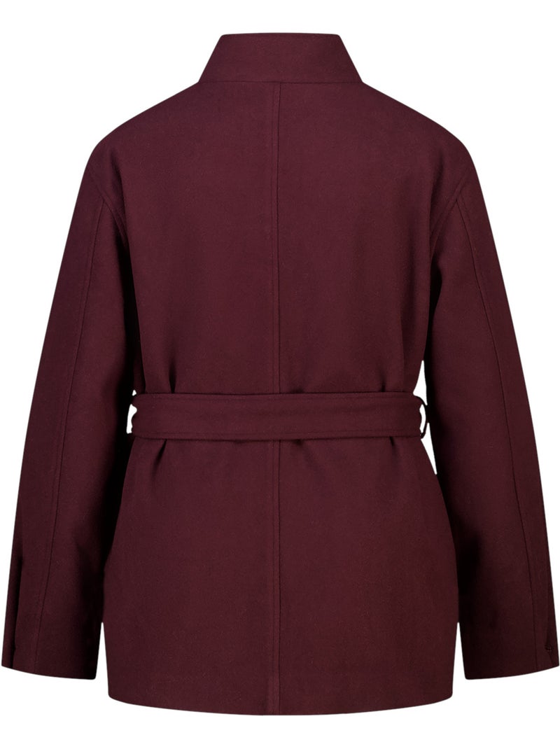 Ms mode manteau mi long avec col montant Bordeaux - Kiabi