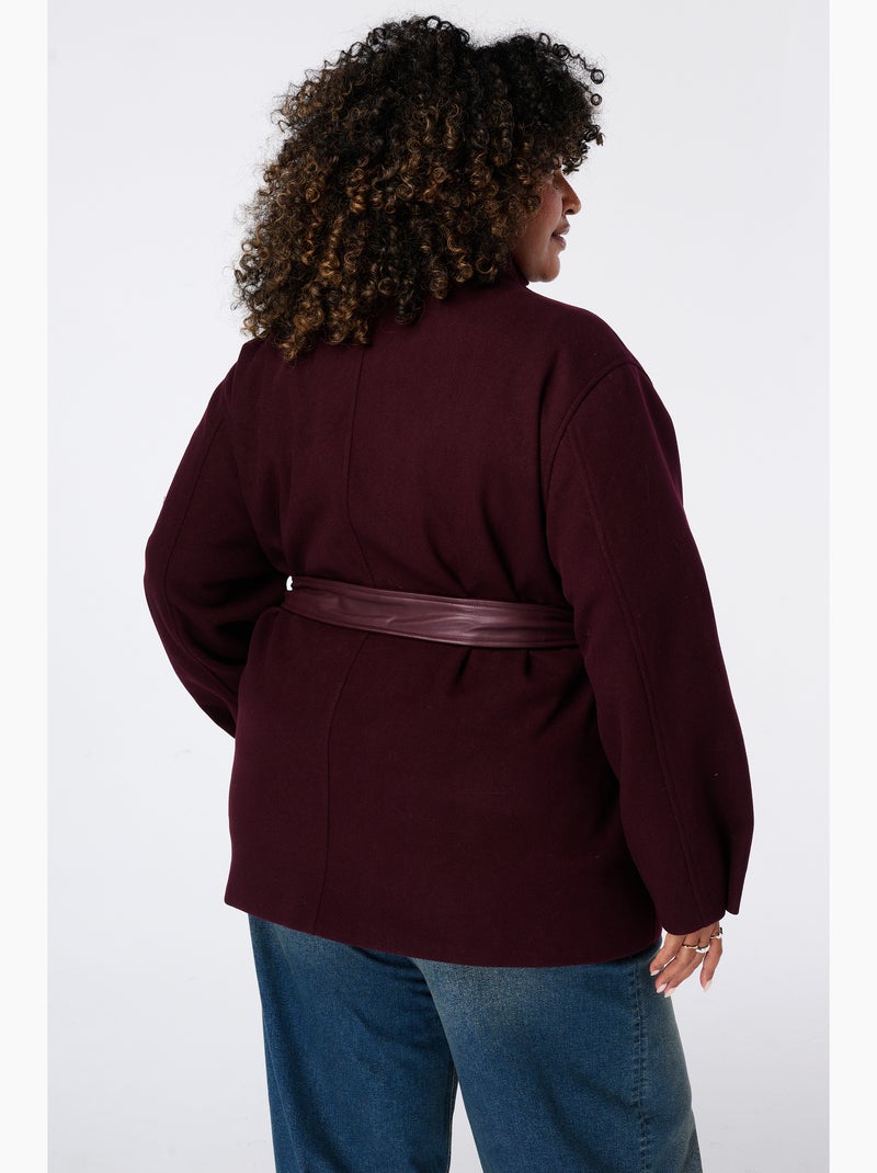 Ms mode manteau mi long avec col montant Bordeaux - Kiabi