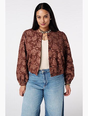 MS MODE Manteaux Bomber avec imprimé fleurs 3D