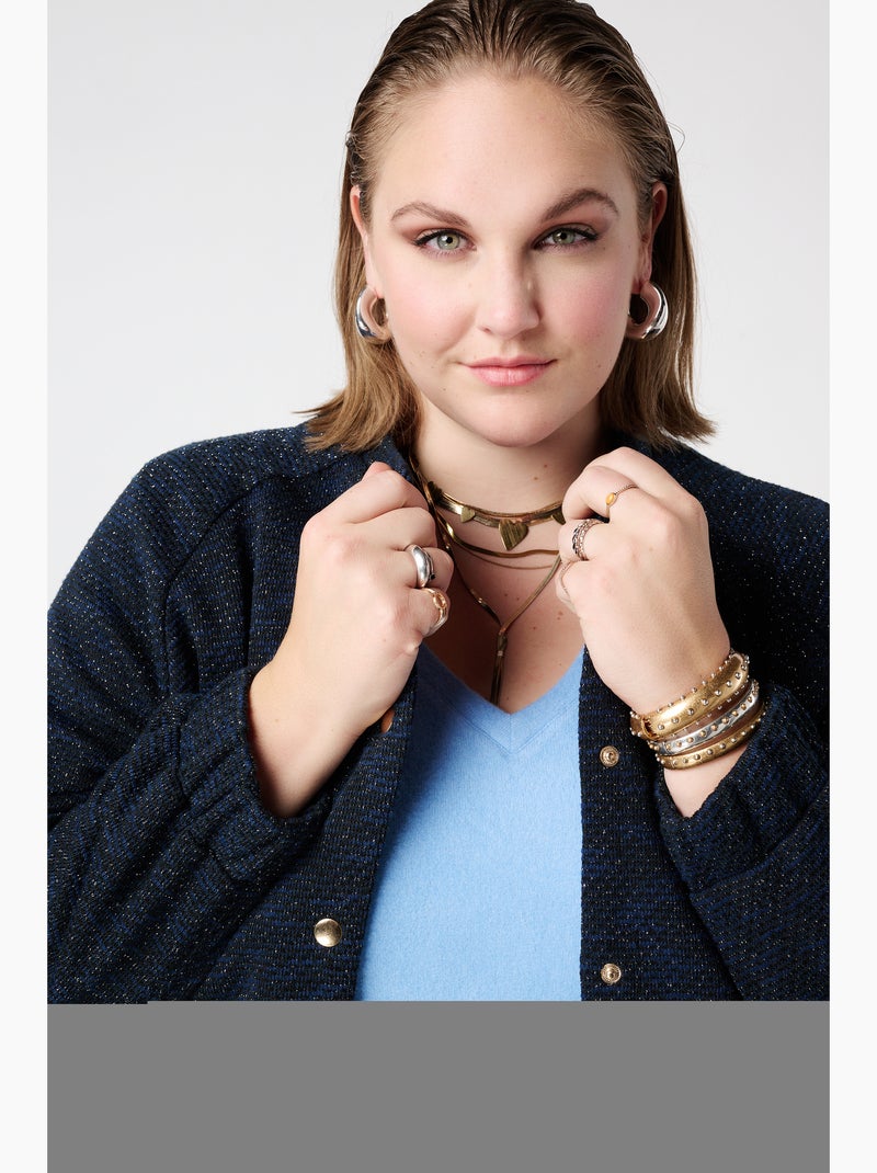 MS MODE Manteaux Bomber avec lurex Bleu marine - Kiabi