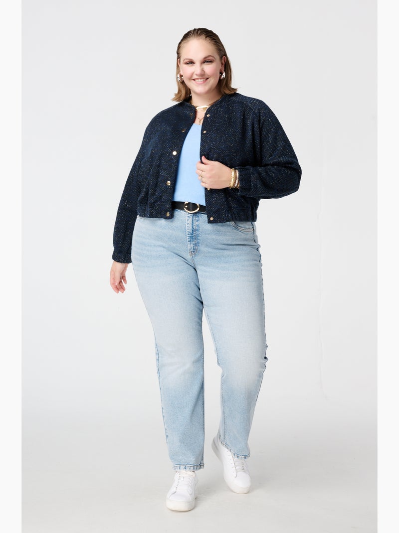 MS MODE Manteaux Bomber avec lurex Bleu marine - Kiabi