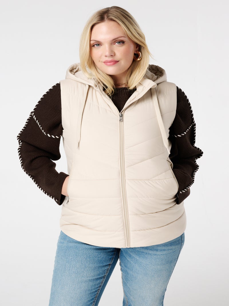 MS MODE Manteaux Gilet matelassé avec capuche Blanc cassé - Kiabi