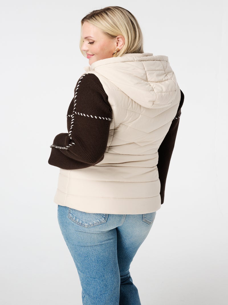 MS MODE Manteaux Gilet matelassé avec capuche Blanc cassé - Kiabi