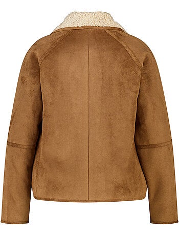 Ms Mode Manteaux manteau aspect suédine avec col en teddy