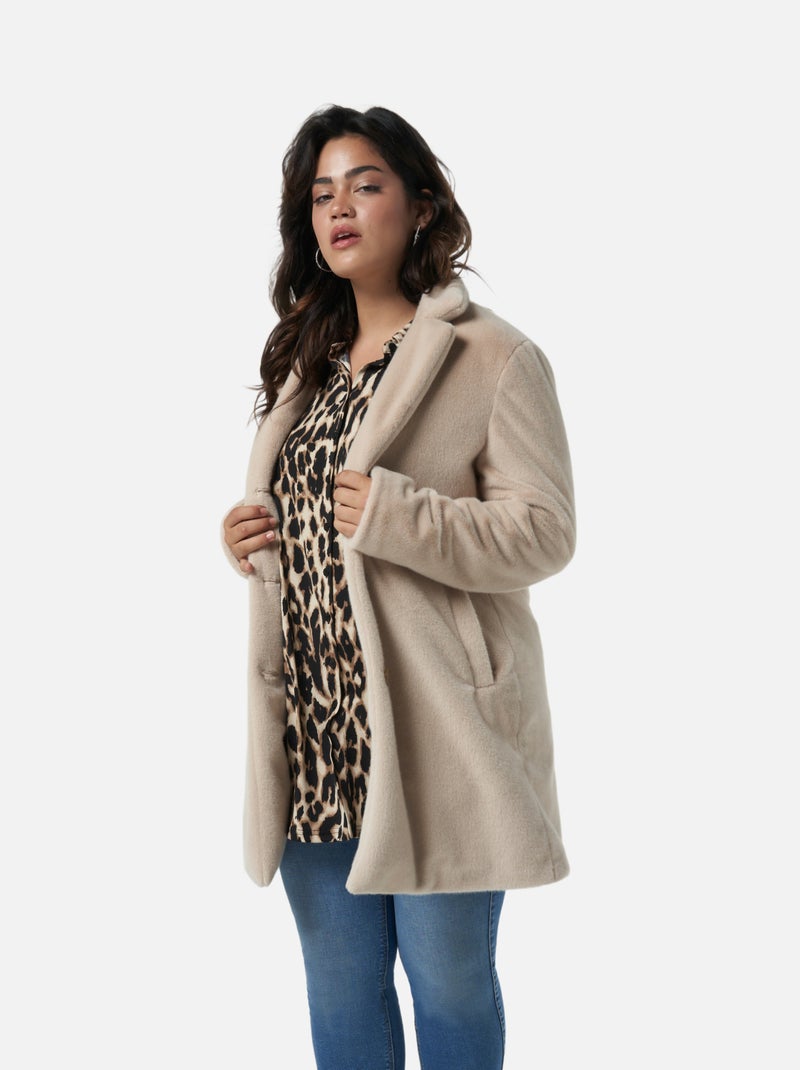 MS MODE Manteaux Manteau en fausse fourrure Beige sable - Kiabi