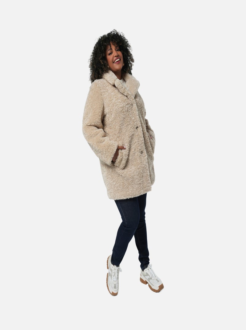 MS MODE Manteaux Manteau en tissu peluche Blanc nacré - Kiabi