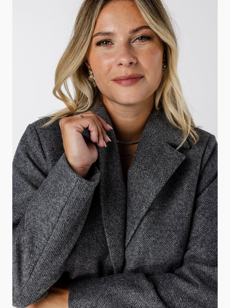 Veste Longue Grise Femme – Marque Kiabi – Taille 34/36 – Occasion En Très Bon état