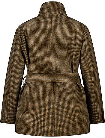 MS MODE Manteaux Manteau mi long à carreaux avec col montant