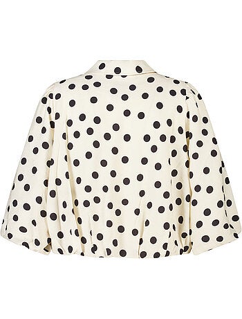 MS MODE Manteaux Veste à pois avec manches bouffantes courtes
