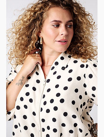 MS MODE Manteaux Veste à pois avec manches bouffantes courtes