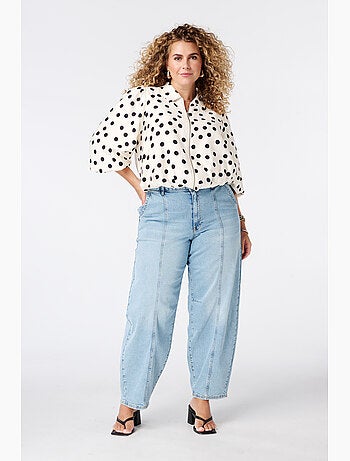 MS MODE Manteaux Veste à pois avec manches bouffantes courtes