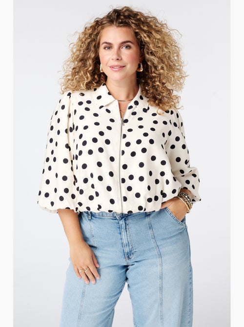 MS MODE Manteaux Veste à pois avec manches bouffantes courtes - Kiabi