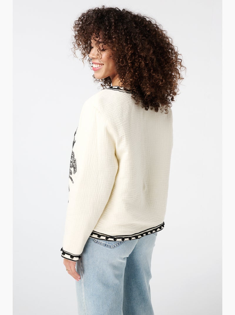 MS MODE Manteaux Veste avec broderies Blanc cassé - Kiabi