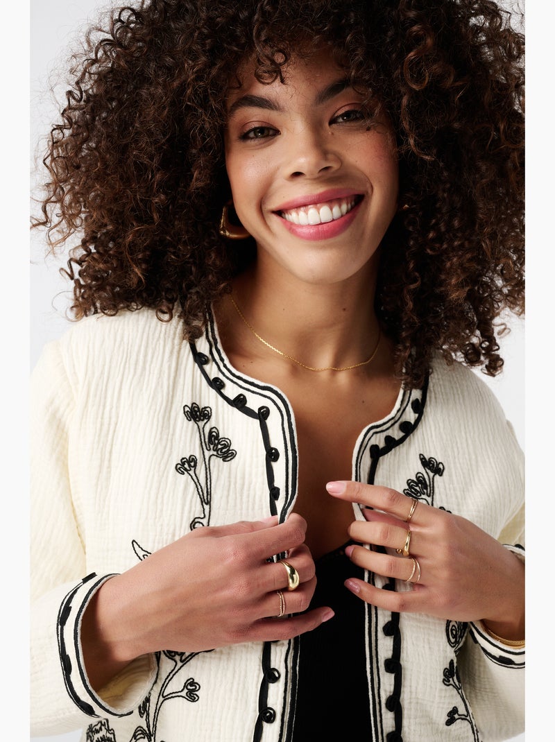 MS MODE Manteaux Veste avec broderies Blanc cassé - Kiabi