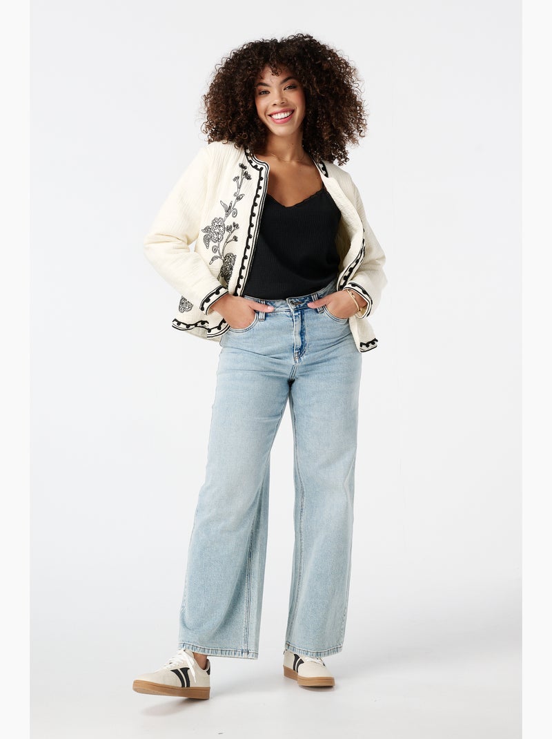 MS MODE Manteaux Veste avec broderies Blanc cassé - Kiabi