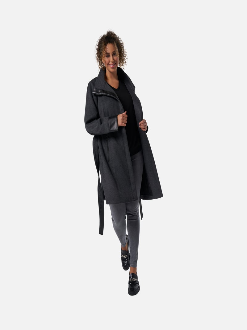 MS MODE Manteaux Veste avec ceinture gris anthracite - Kiabi