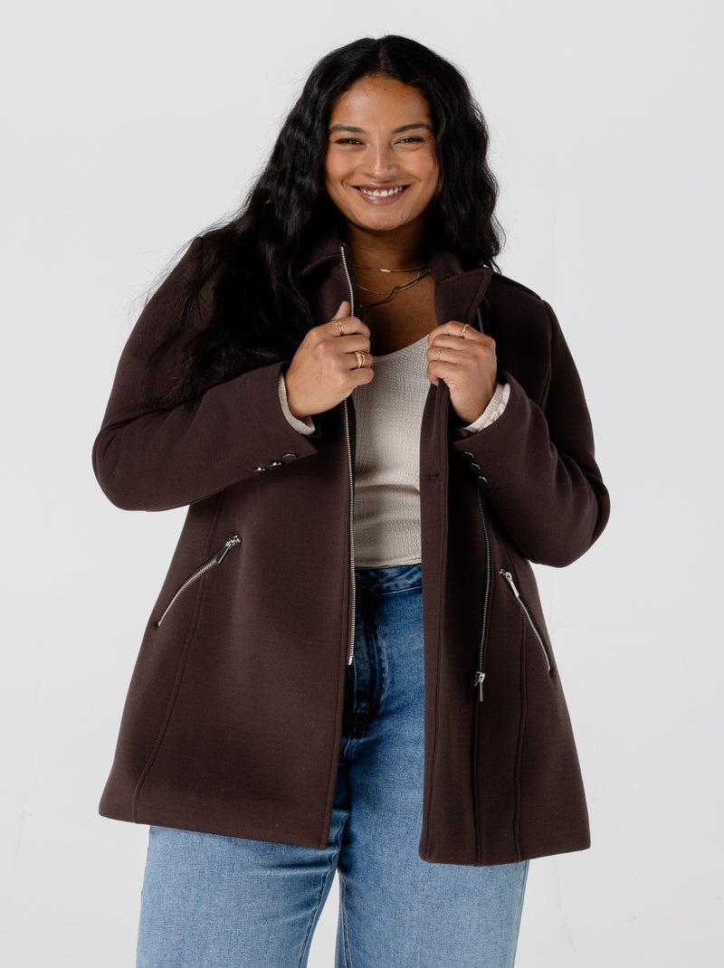 MS MODE Manteaux Veste avec fermeture éclair Marron - Kiabi