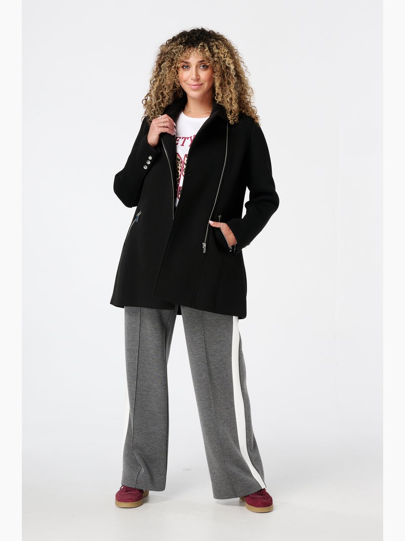 MS MODE Manteaux Veste avec fermeture éclair Noir - Kiabi