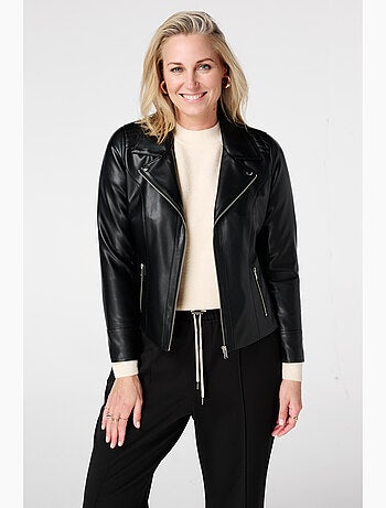 MS MODE Manteaux Veste biker en similicuir