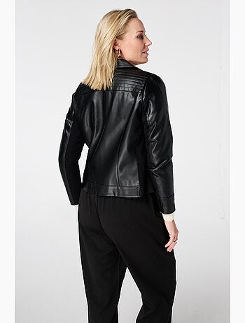 MS MODE Manteaux Veste biker en similicuir