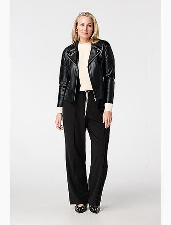 MS MODE Manteaux Veste biker en similicuir