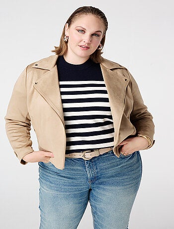 MS MODE Manteaux Veste biker en suédine