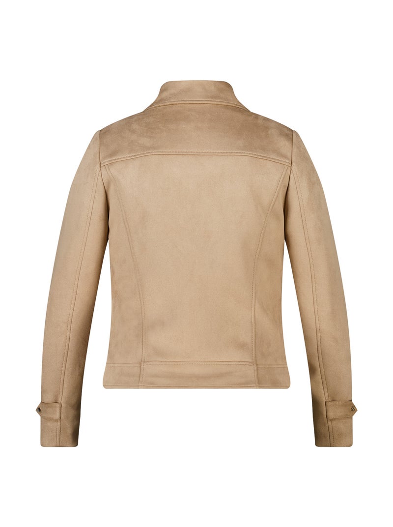 MS MODE Manteaux Veste biker en suédine Beige sable - Kiabi