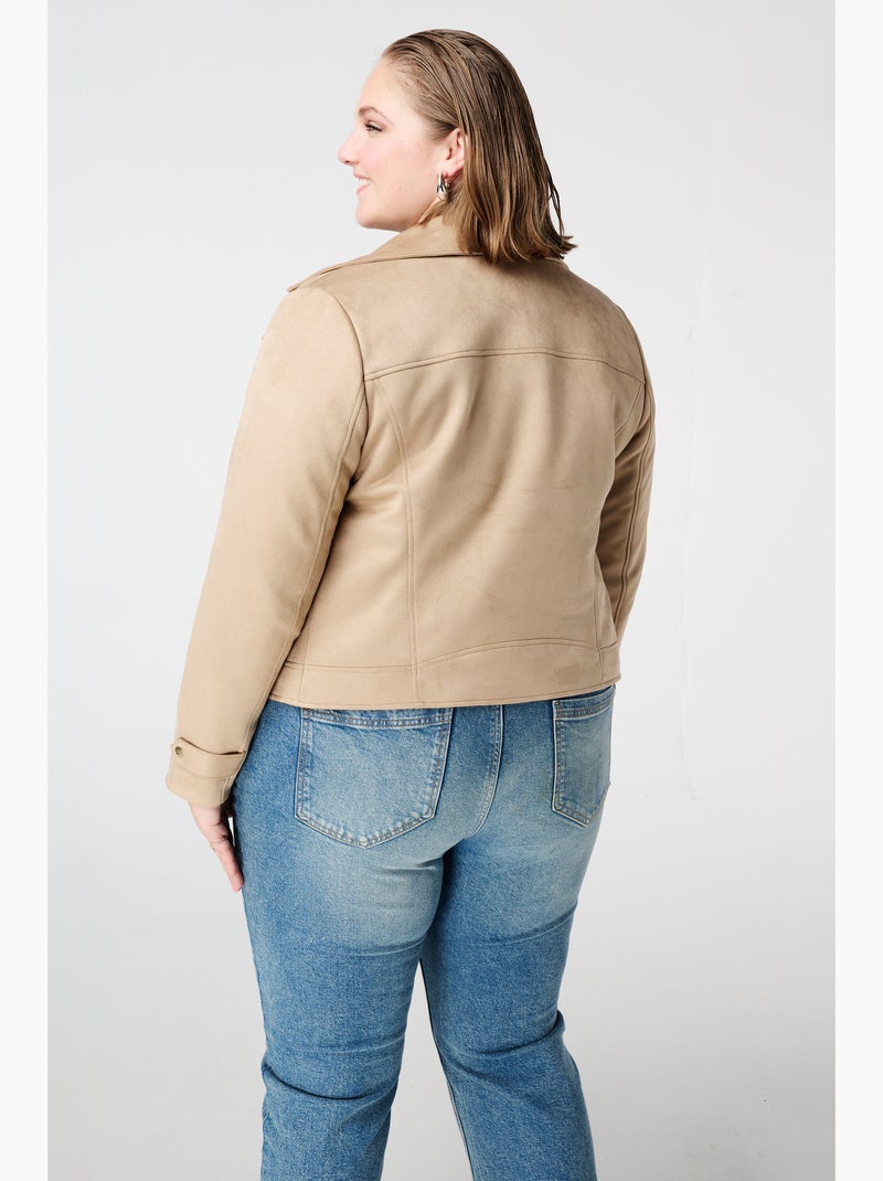 MS MODE Manteaux Veste biker en suédine Beige sable - Kiabi