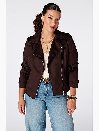 Ms Mode Manteaux veste biker en suédine
