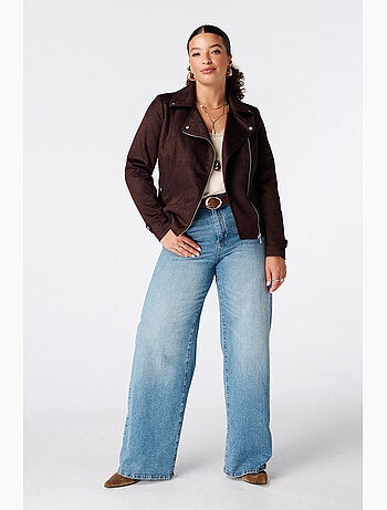 Ms Mode Manteaux veste biker en suédine